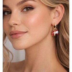 Mayamar 24K Gold Plated Evil Eye Beaded Earrings